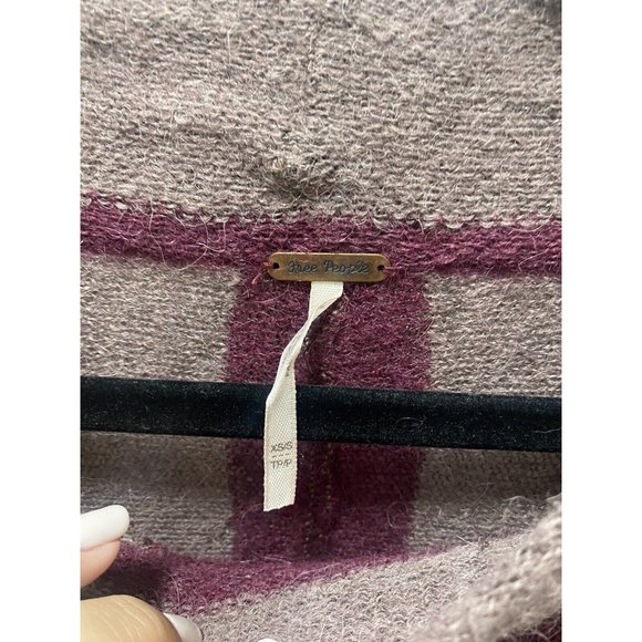 Free People Oversized Tunic Plum Tan Alpaca Blend Boho Sweater Size Xs - Picture 5 of 5